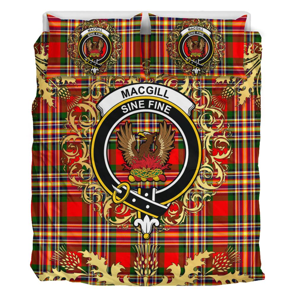 MacGill Modern Tartan Crest Bedding Set - Golden Thistle Style