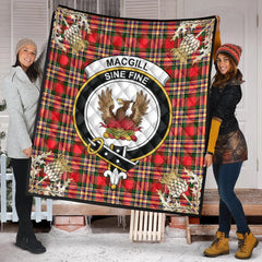 MacGill Modern Tartan Crest Premium Quilt - Gold Thistle Style