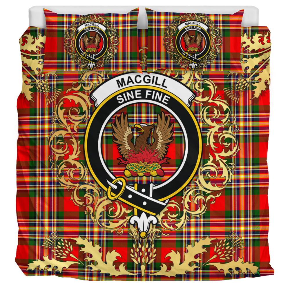 MacGill Modern Tartan Crest Bedding Set - Golden Thistle Style