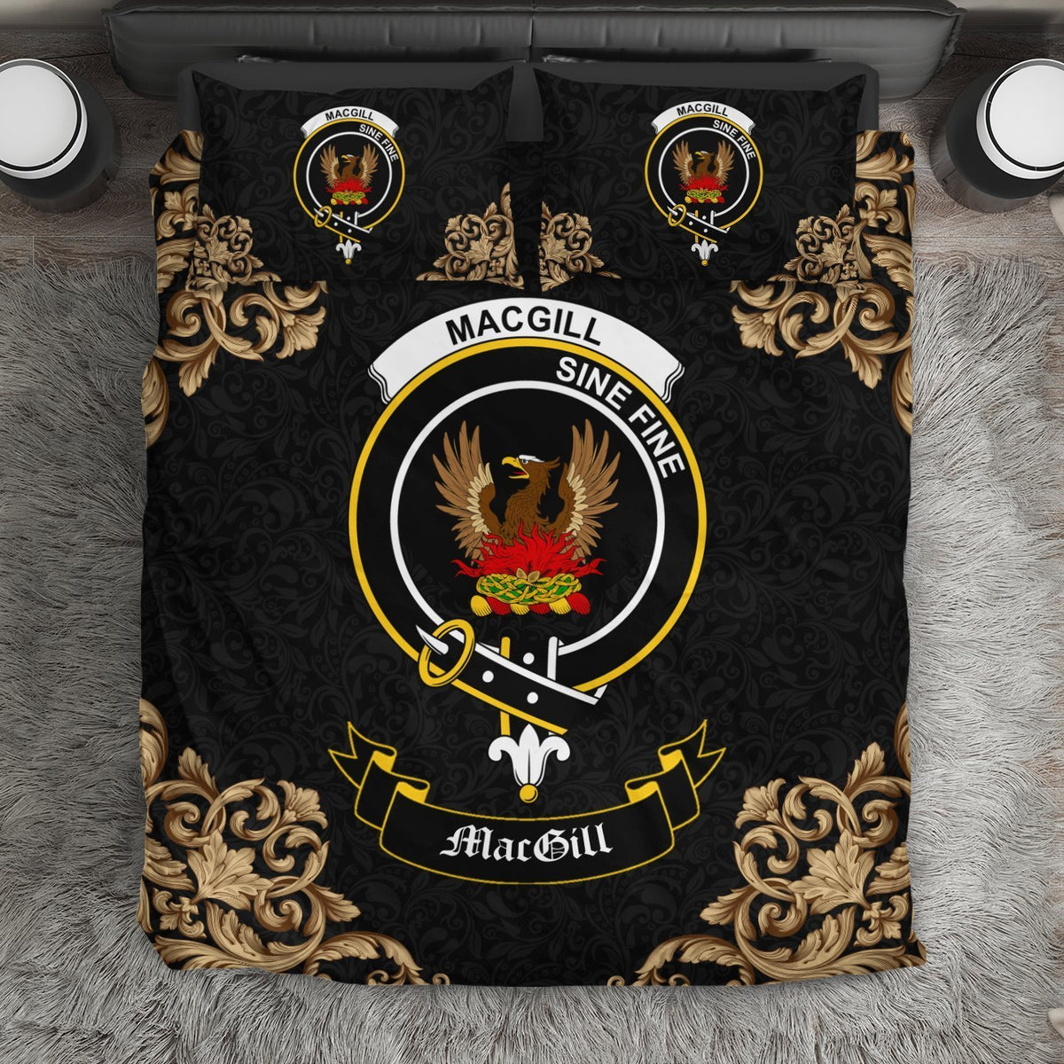 MacGill (Makgill) Crest Black Bedding Set