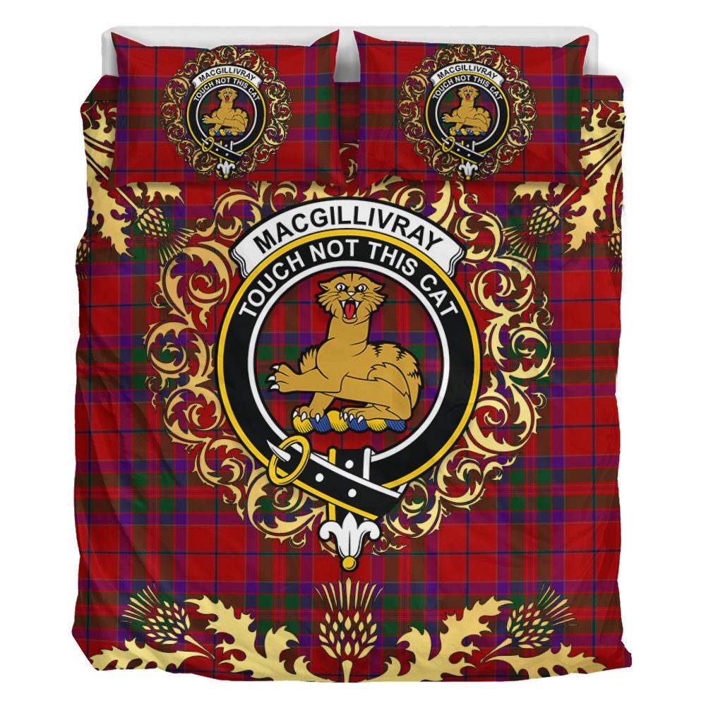 MacGillivray 02 Tartan Crest Bedding Set - Golden Thistle Style