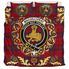 MacGillivray 02 Tartan Crest Bedding Set - Golden Thistle Style