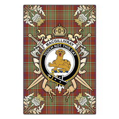 MacGillivray Hunting Ancient Tartan Crest Black Garden Flag - Gold Thistle Style