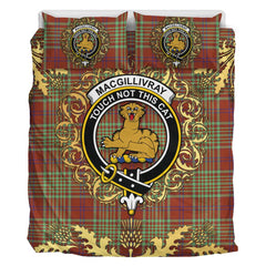 MacGillivray Hunting Ancient Tartan Crest Bedding Set - Golden Thistle Style