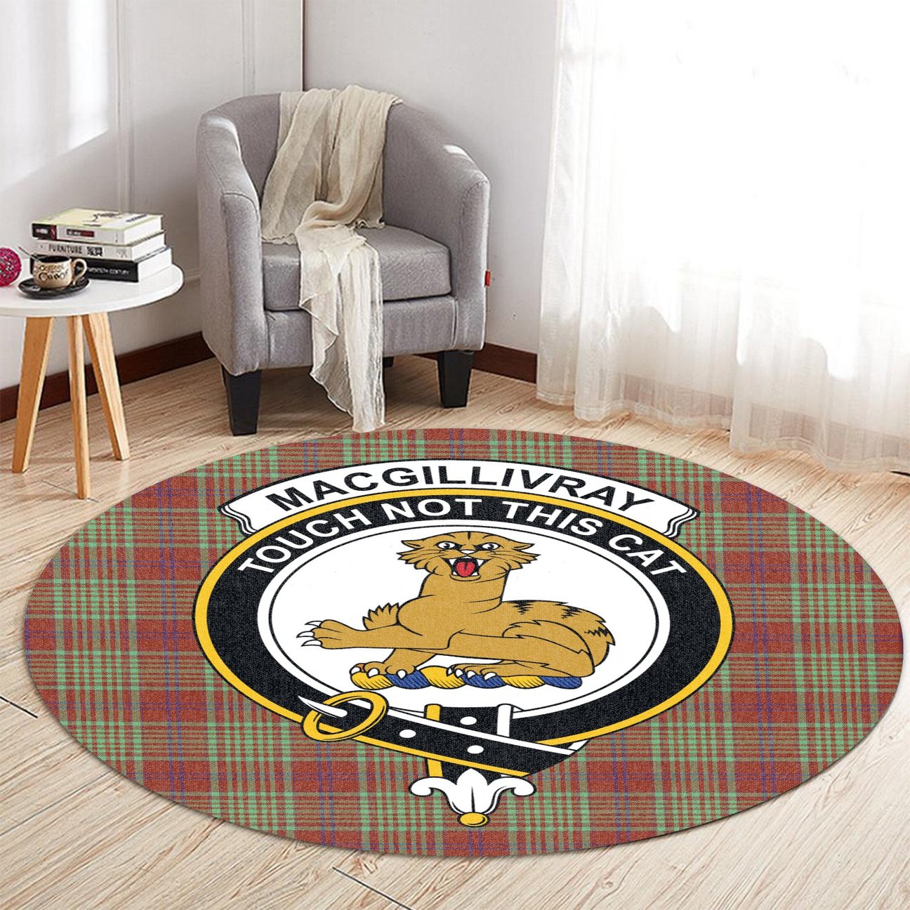 MacGillivray Hunting Ancient Tartan Crest Round Rug