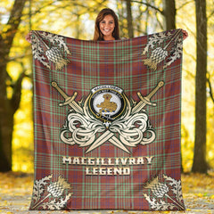 MacGillivray Hunting Ancient Tartan Gold Courage Symbol Blanket