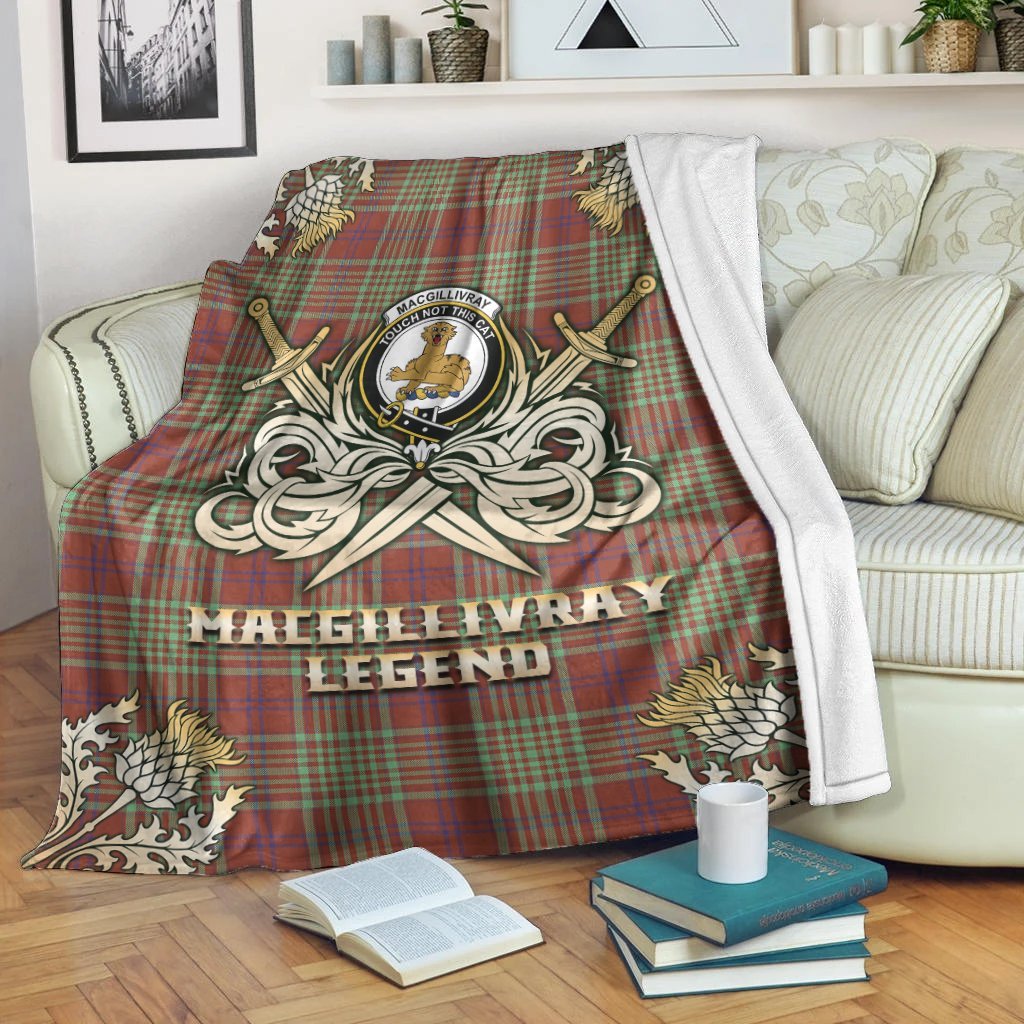 MacGillivray Hunting Ancient Tartan Gold Courage Symbol Blanket