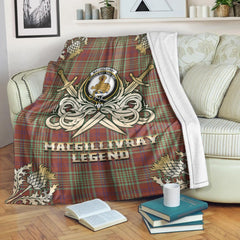 MacGillivray Hunting Ancient Tartan Gold Courage Symbol Blanket