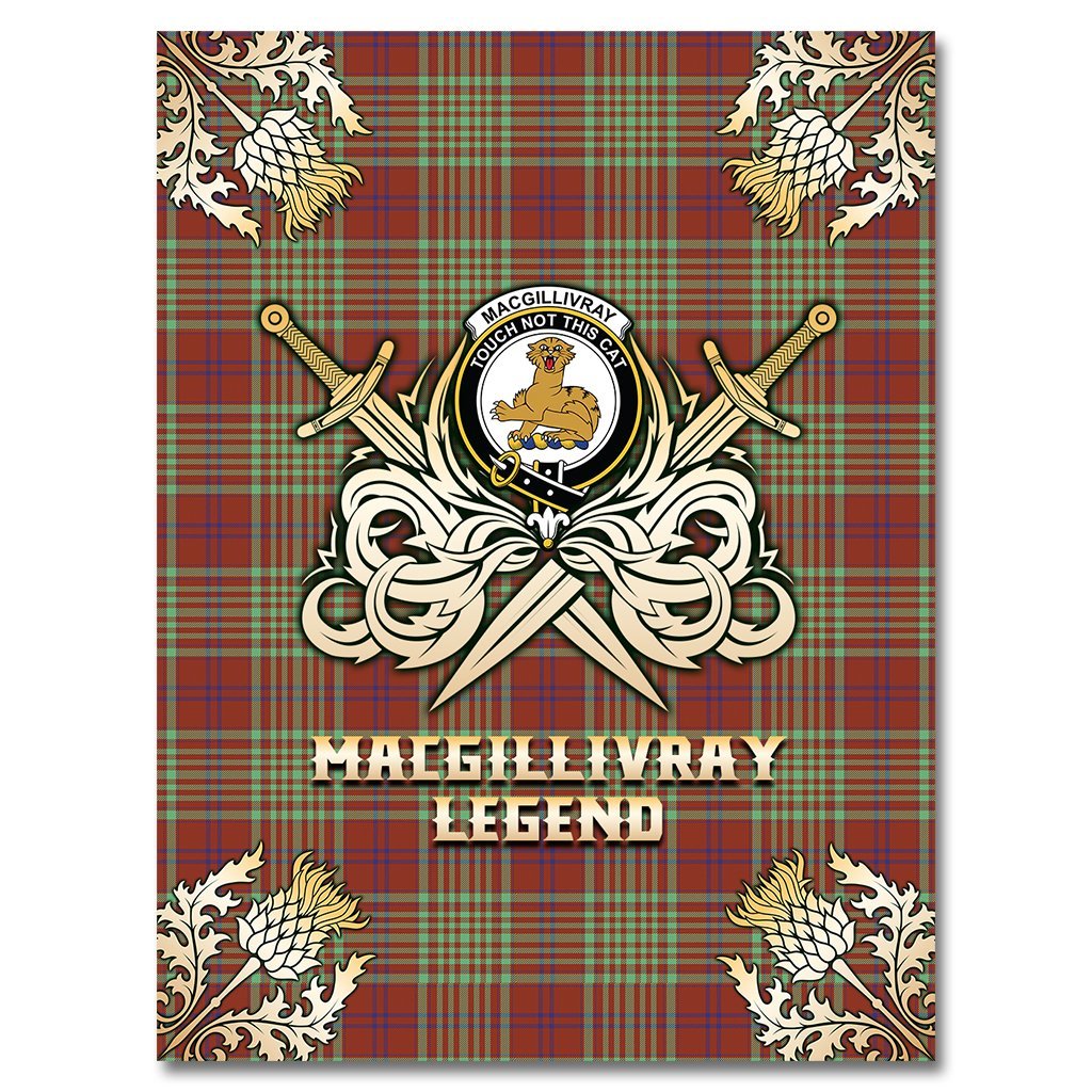 MacGillivray Hunting Ancient Tartan Gold Courage Symbol Blanket
