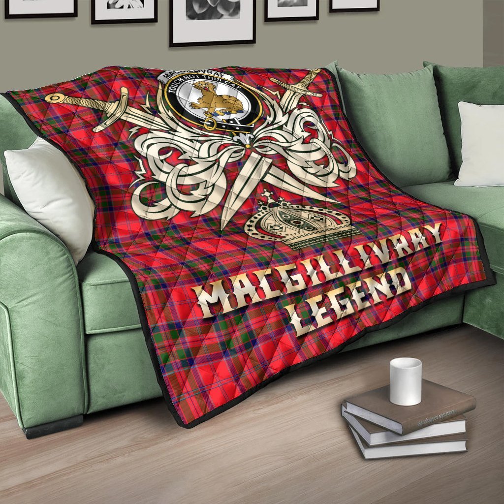 MacGillivray Modern Tartan Crest Legend Gold Royal Premium Quilt