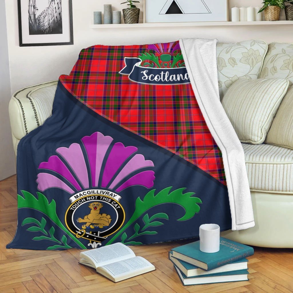 MacGillivray Tartan Crest Premium Blanket - Thistle Style