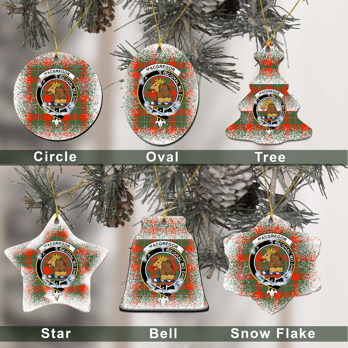 MacGregor Tartan Christmas Ceramic Ornament - Snow Style