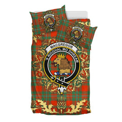 MacGregor Ancient Tartan Crest Bedding Set - Golden Thistle Style