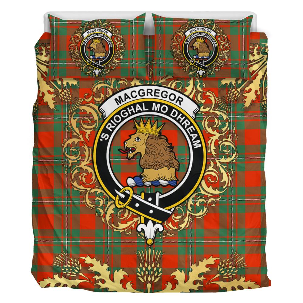 MacGregor Ancient Tartan Crest Bedding Set - Golden Thistle Style