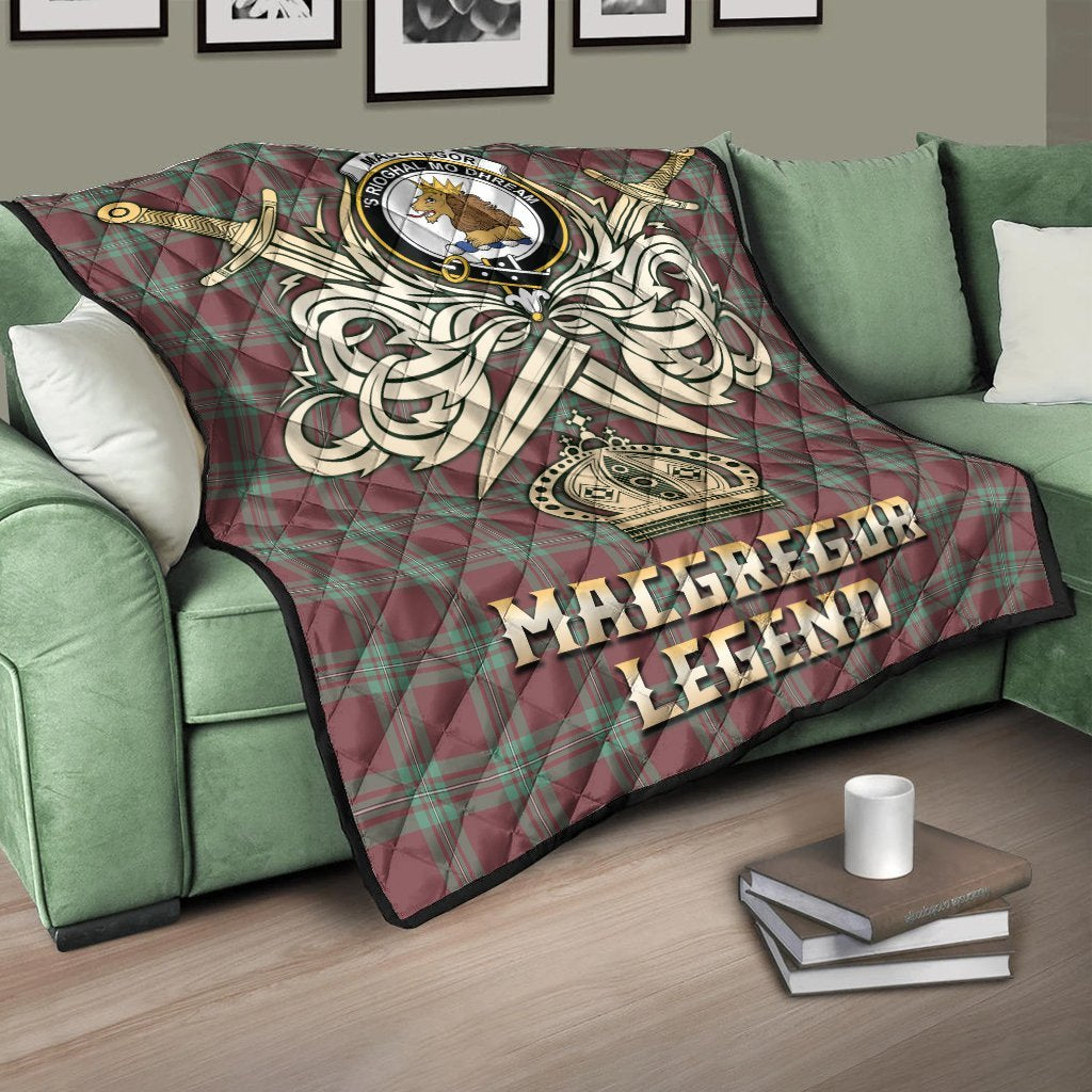 MacGregor Hunting Ancient Tartan Crest Legend Gold Royal Premium Quilt