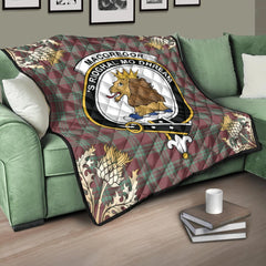MacGregor Hunting Ancient Tartan Crest Premium Quilt - Gold Thistle Style