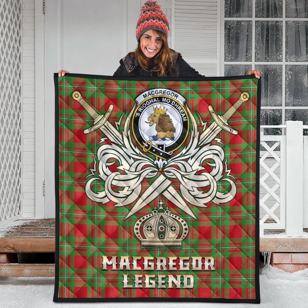 MacGregor Modern Tartan Crest Legend Gold Royal Premium Quilt