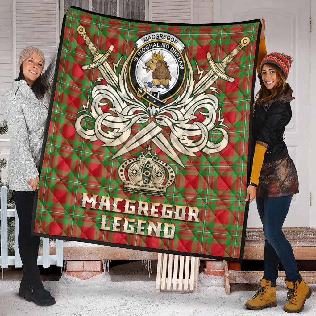 MacGregor Modern Tartan Crest Legend Gold Royal Premium Quilt