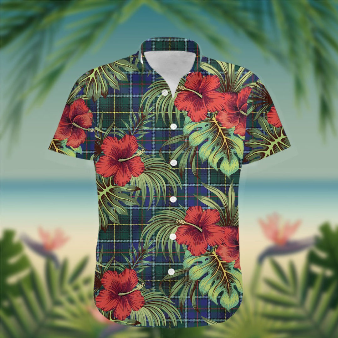 MacInnes Tartan Hawaiian Shirt Hibiscus, Coconut, Parrot, Pineapple - Tropical Garden Shirt