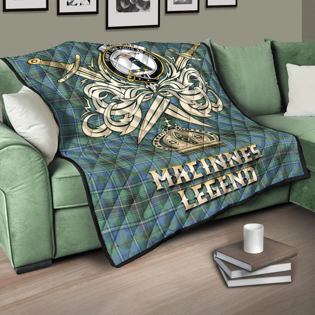 MacInnes Ancient Tartan Crest Legend Gold Royal Premium Quilt