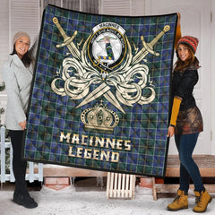 MacInnes Modern Tartan Crest Legend Gold Royal Premium Quilt