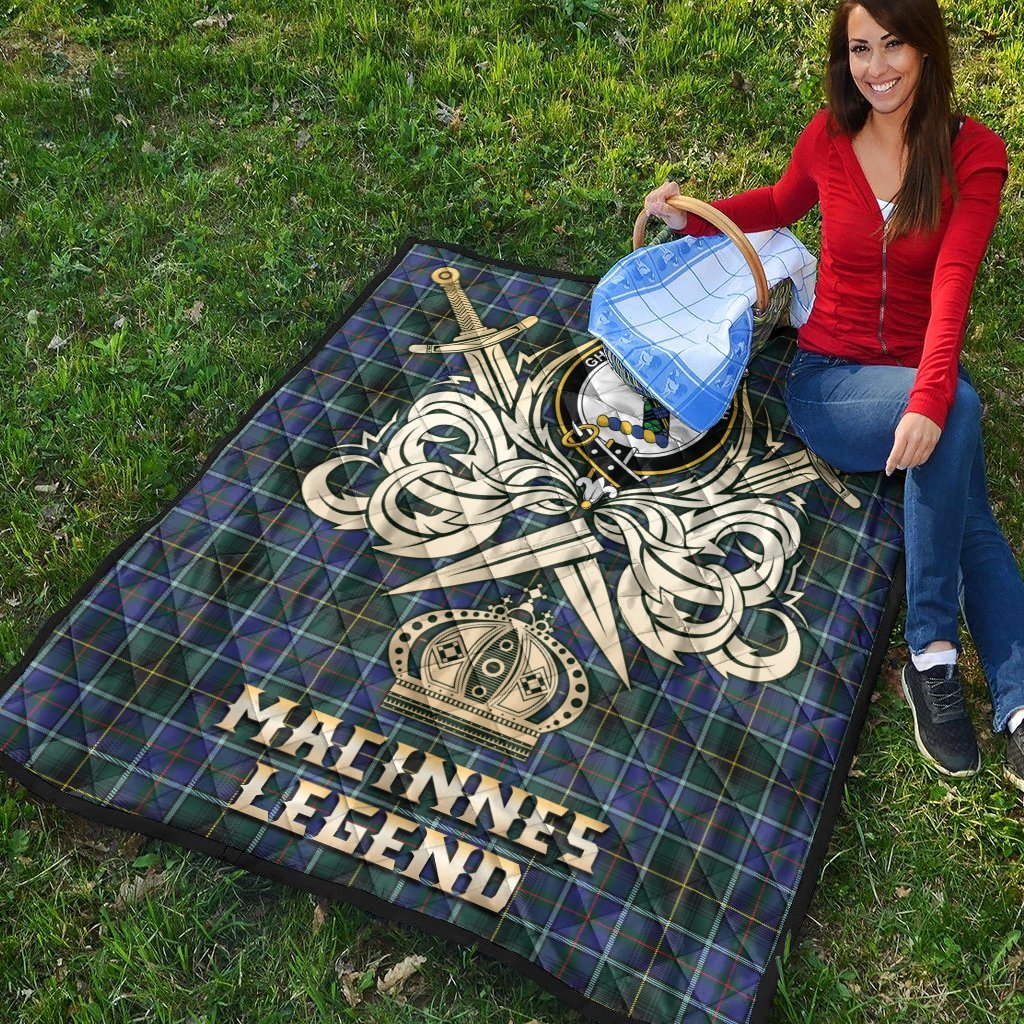 MacInnes Modern Tartan Crest Legend Gold Royal Premium Quilt