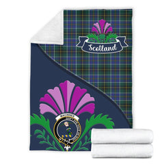 MacInnes Tartan Crest Premium Blanket - Thistle Style