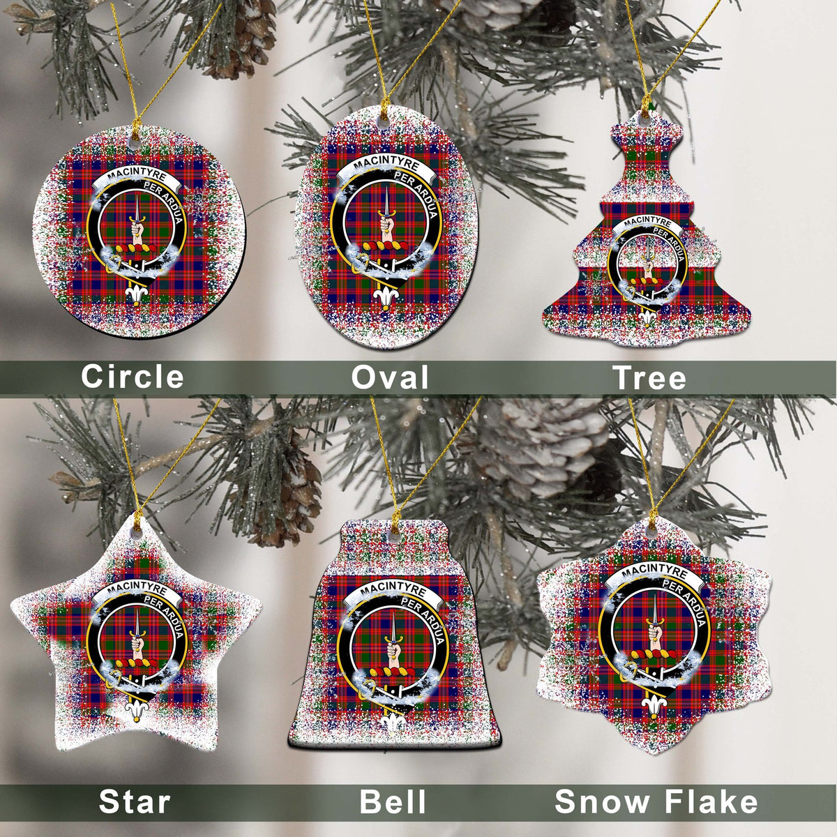 MacIntyre Tartan Christmas Ceramic Ornament - Snow Style