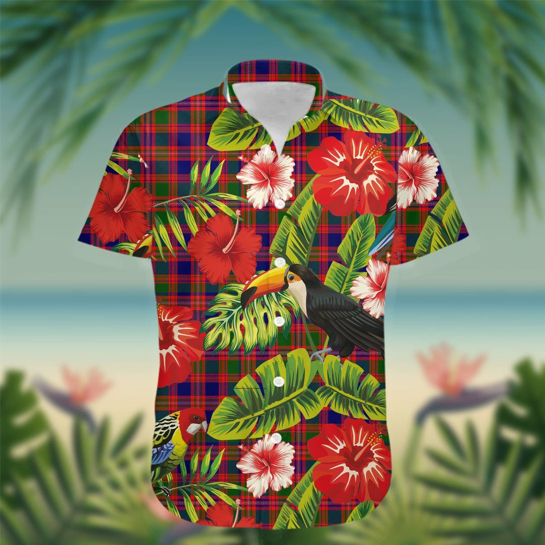 MacIntyre Tartan Hawaiian Shirt Hibiscus, Coconut, Parrot, Pineapple - Tropical Garden Shirt