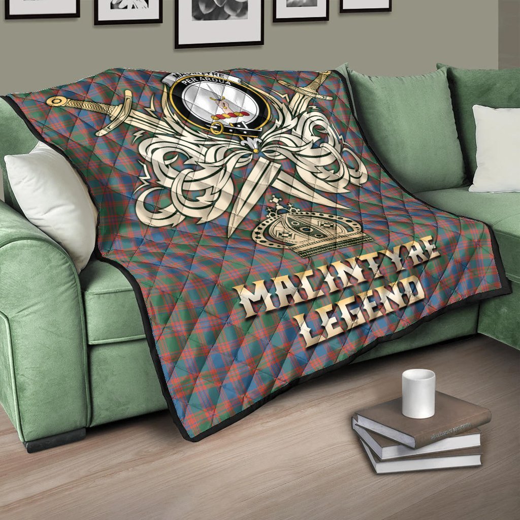 MacIntyre Ancient Tartan Crest Legend Gold Royal Premium Quilt