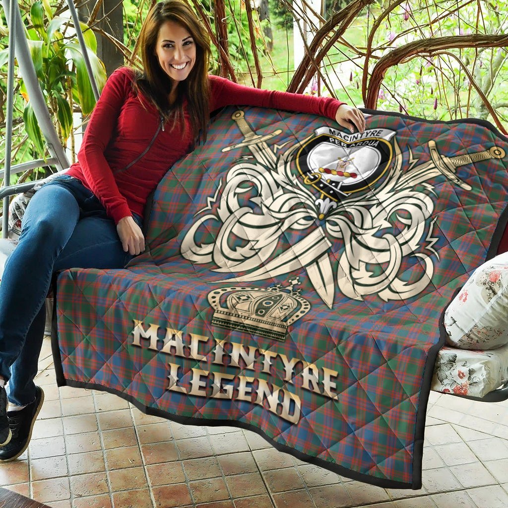 MacIntyre Ancient Tartan Crest Legend Gold Royal Premium Quilt