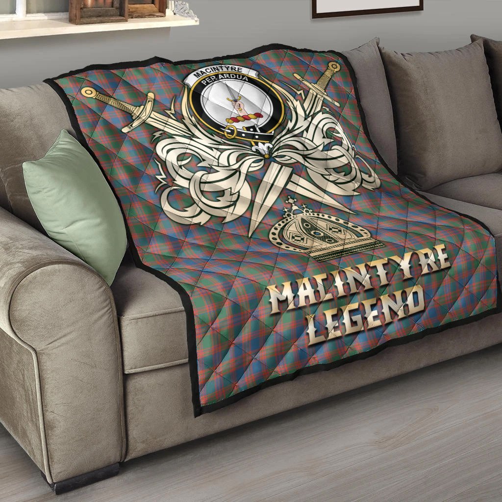 MacIntyre Ancient Tartan Crest Legend Gold Royal Premium Quilt