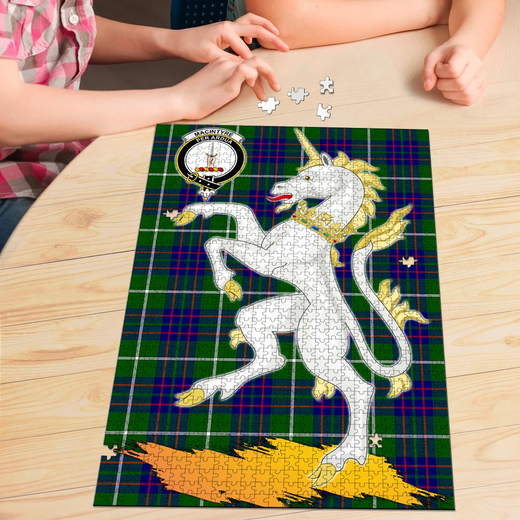 MacIntyre Hunting Modern Tartan Crest Unicorn Scotland Jigsaw Puzzles