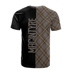 MacIntyre Hunting Weathered Tartan T-Shirt Half of Me - Cross Style