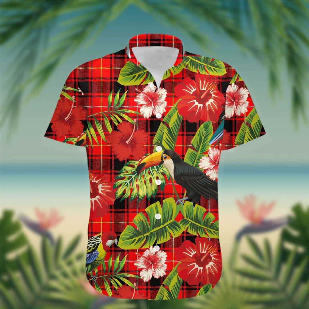 MacIver Tartan Hawaiian Shirt Hibiscus, Coconut, Parrot, Pineapple - Tropical Garden Shirt