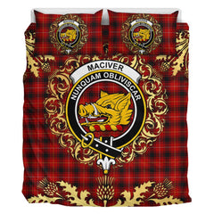 MacIver 02 Tartan Crest Bedding Set - Golden Thistle Style