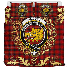 MacIver 02 Tartan Crest Bedding Set - Golden Thistle Style
