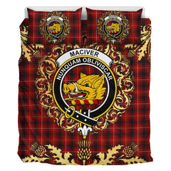 MacIver 03 Tartan Crest Bedding Set - Golden Thistle Style