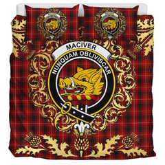 MacIver 03 Tartan Crest Bedding Set - Golden Thistle Style