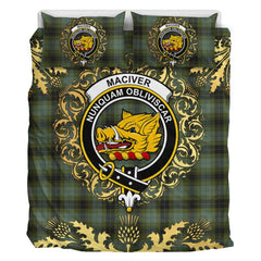 MacIver Tartan Crest Bedding Set - Golden Thistle Style