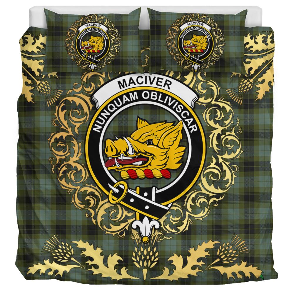MacIver Tartan Crest Bedding Set - Golden Thistle Style