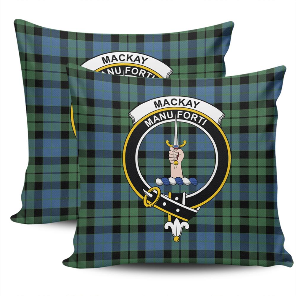 Scottish MacKay Ancient Tartan Crest Pillow Cover - Tartan Cushion Cover