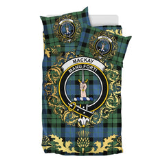 MacKay Ancient Tartan Crest Bedding Set - Golden Thistle Style