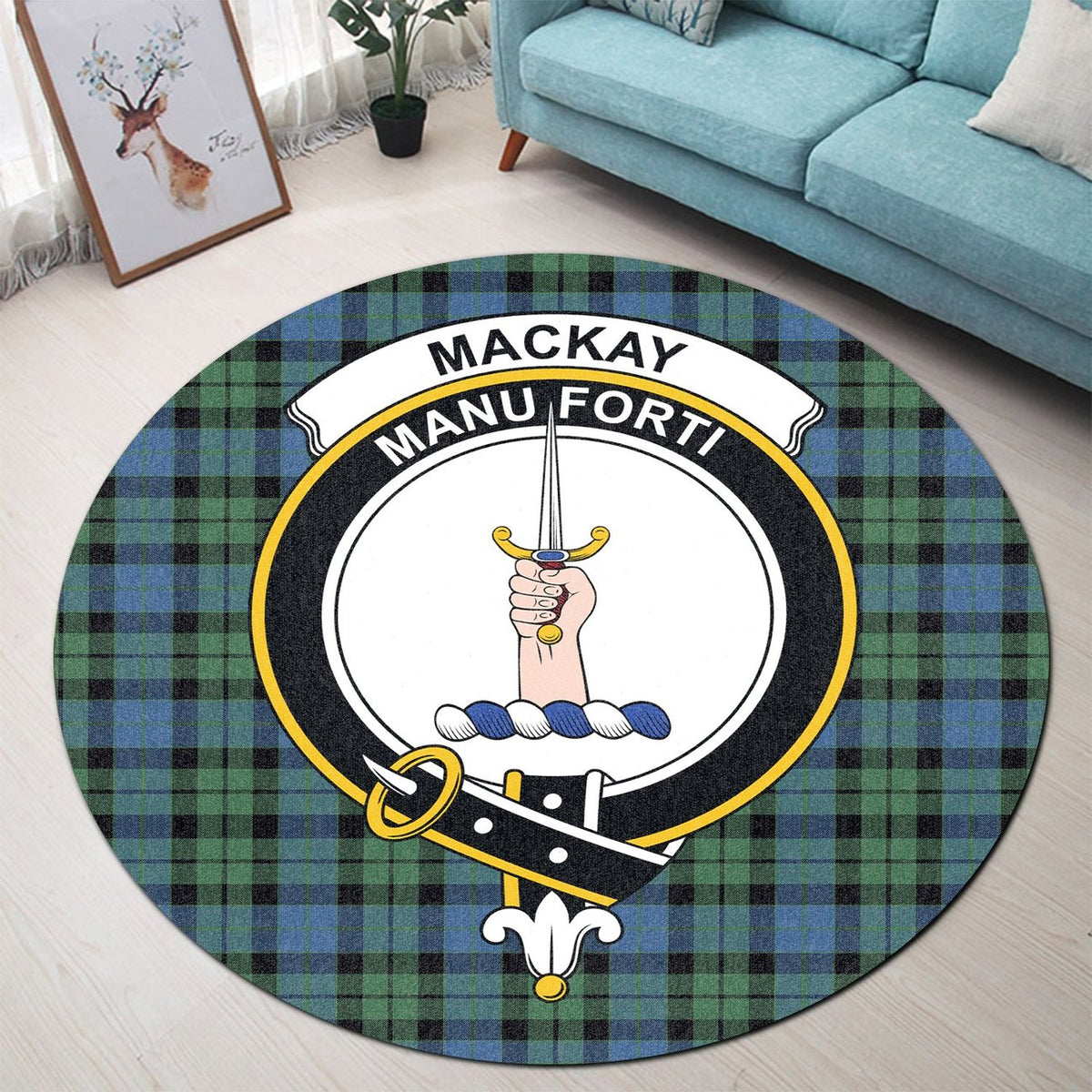 MacKay Ancient Tartan Crest Round Rug