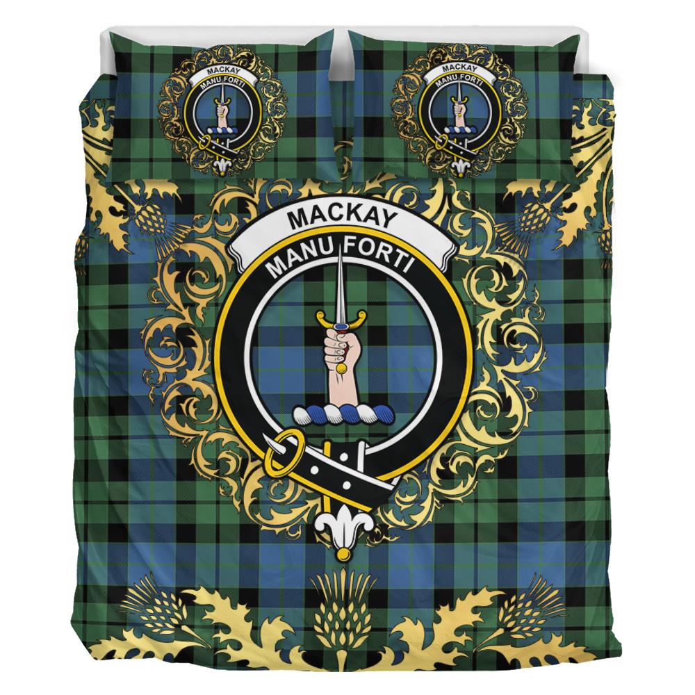 MacKay Ancient Tartan Crest Bedding Set - Golden Thistle Style