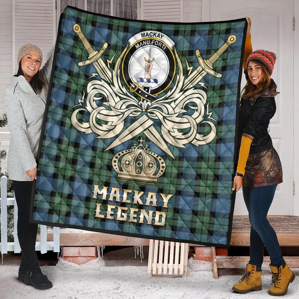 MacKay Ancient Tartan Crest Legend Gold Royal Premium Quilt