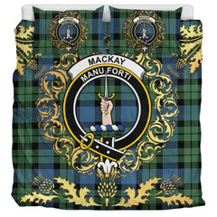 MacKay Ancient Tartan Crest Bedding Set - Golden Thistle Style