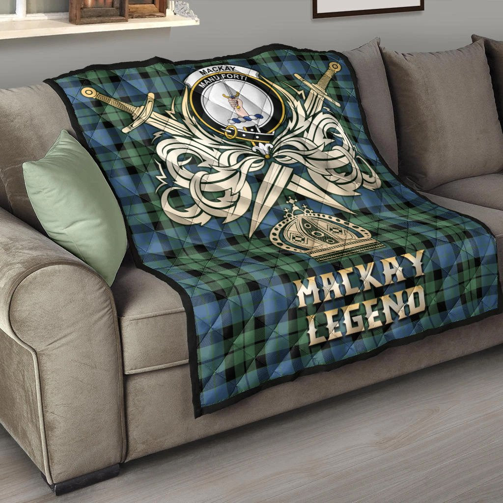 MacKay Ancient Tartan Crest Legend Gold Royal Premium Quilt