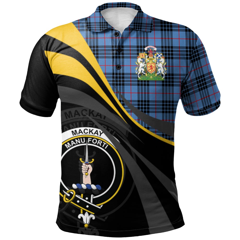 MacKay Blue Tartan Polo Shirt - Royal Coat Of Arms Style