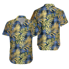 MacKay Blue Tartan Vintage Leaves Hawaiian Shirt